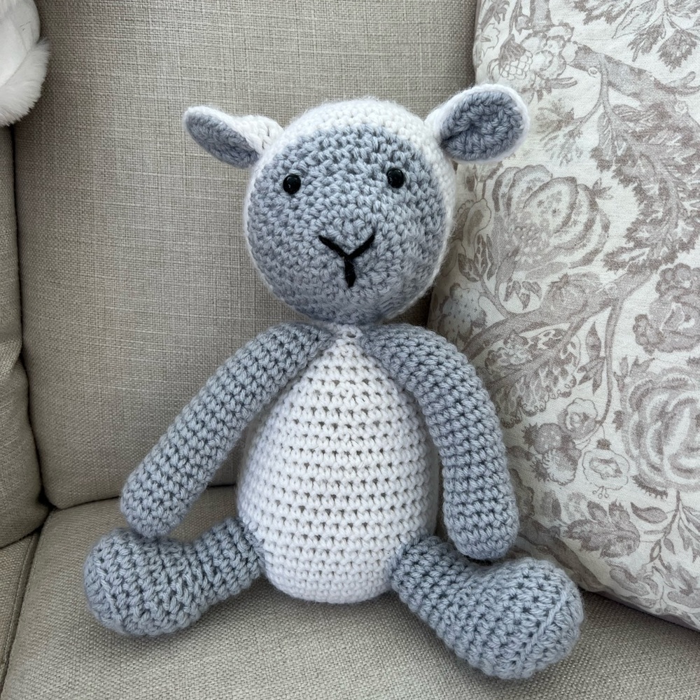 Gray and White Crochet Lamb Plush